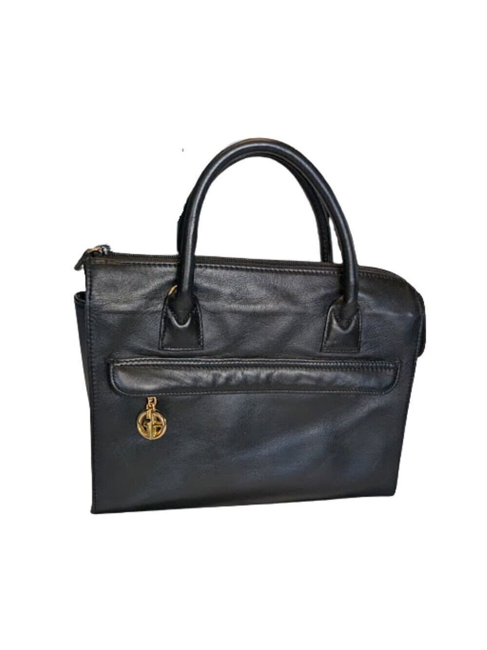 Giani Bernini Black Genuine Leather Satchel Tote Vintage-Era